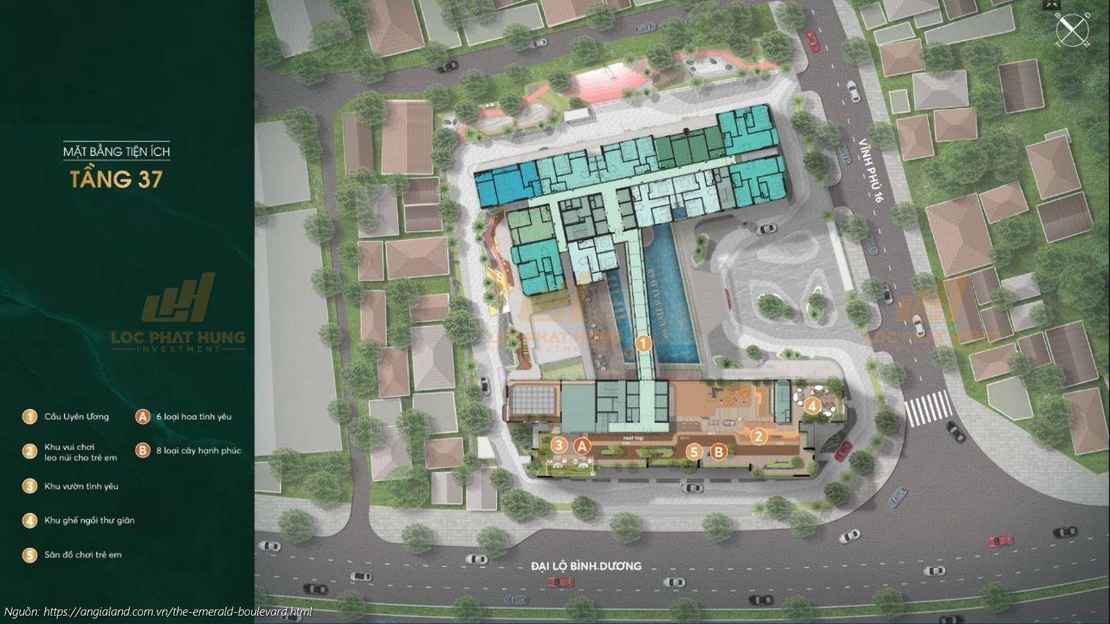 Mặt bằng tiện ích dự án căn hộ chung cư The Emerald Boulevard