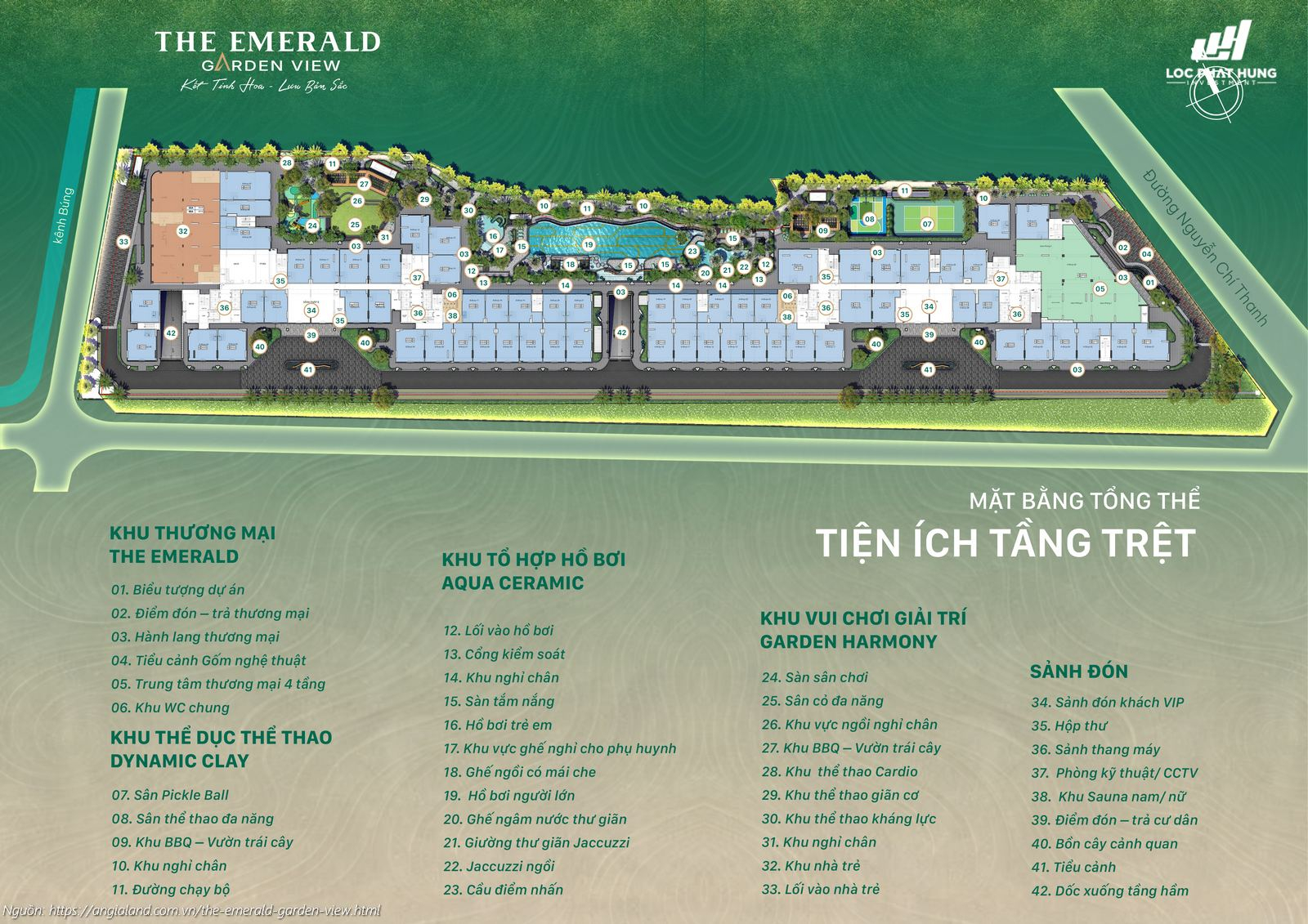 Mặt bằng tiện ích tầng trệt dự án căn hộ chung cư The Emerald Garden View