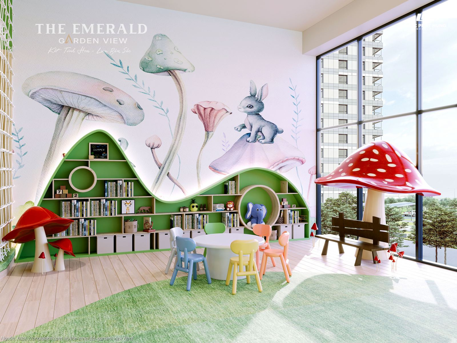 Phối cảnh tiện ích phòng vui chơi trẻ em (Kids Room) tầng 2 The Emerald Garden View
