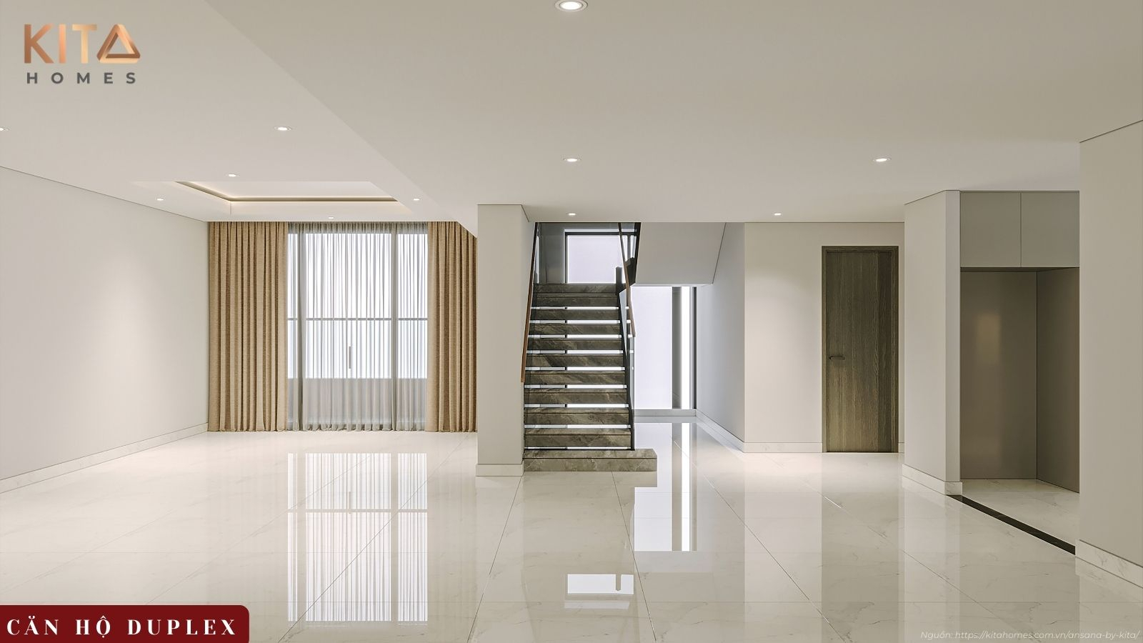 Vẻ đẹp sang trọng và đẳng cấp của căn hộ thông tầng Duplex tại nhà mẫu Ansana by Kita